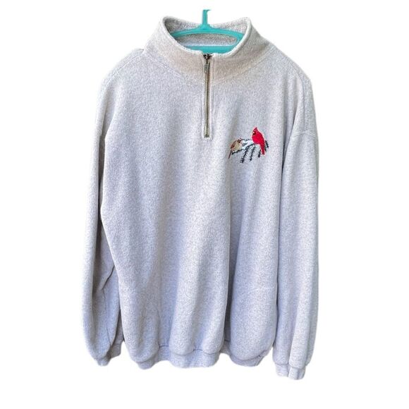 Vintage  Artisans Sunshein Designs  size L embroidered cardinal ( measured) grey - Picture 1 of 9